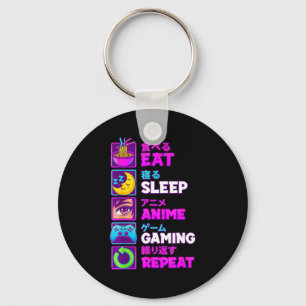 Eat Sleep Anime Gaming Repeat Kawaii Otaku Anime M Key Ring
