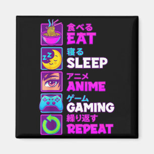 Eat Sleep Anime Gaming Repeat Kawaii Otaku Anime M Magnet