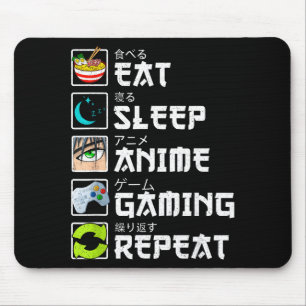 Eat Sleep Anime Gaming Repeat Kawaii Otaku Anime M Mouse Pad