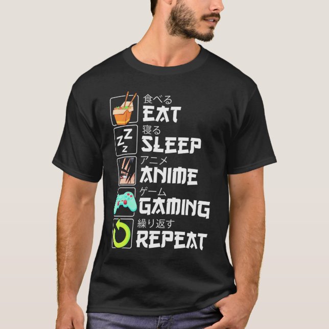 Eat Sleep Anime Gaming Repeat Kawaii Otaku Anime M T-Shirt (Front)