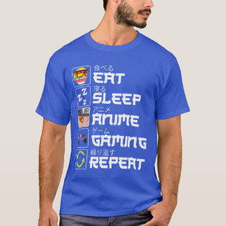 Eat Sleep Anime Gaming Repeat Otaku Anime Manga fr T-Shirt