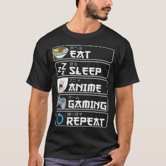 Eat Sleep Anime Gaming Repeat Otaku Anime Manga T-Shirt