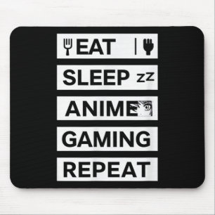Eat Sleep Anime Gaming Repeat Otaku Gamer Humor Mouse Pad