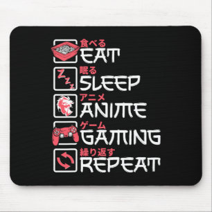 Eat Sleep Anime Gaming Repeat Otaku Gamer Japanese Mouse Pad
