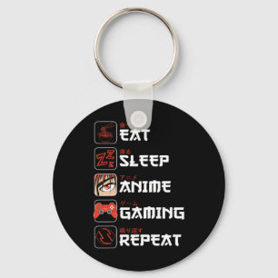 Eat Sleep Anime Gaming Repeat Shirt Teen Boys Kids Key Ring