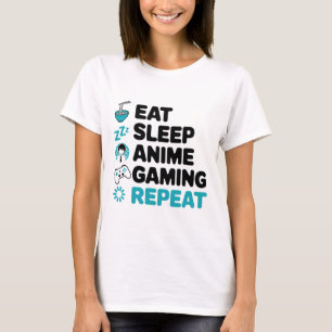 Eat Sleep Anime Gaming Repeat Video Gamer Anime Lo T-Shirt