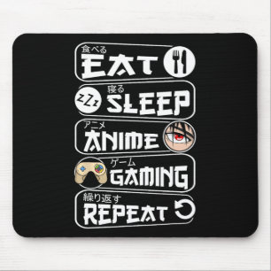 Eat Sleep Anime Gaming Shirt Repeat Kawaii Anime G Mouse Pad