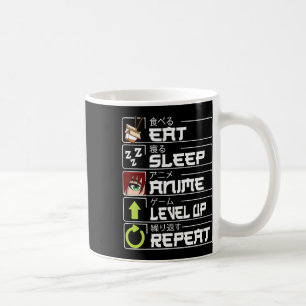 Eat Sleep Anime Level Up Repeat Otaku Anime Manga  Coffee Mug
