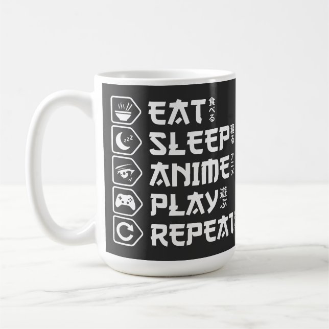 Eat Sleep Anime Play Repeat Otaku Anime Lifestyle Coffee Mug (Left)