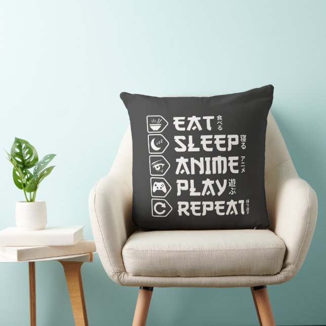Eat Sleep Anime Play Repeat Otaku Anime Lifestyle Cushion (Chair)