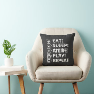 Eat Sleep Anime Play Repeat Otaku Anime Lifestyle Cushion