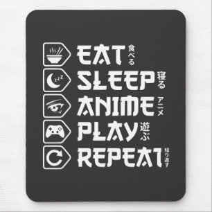 Eat Sleep Anime Play Repeat Otaku Anime Lifestyle Mouse Pad