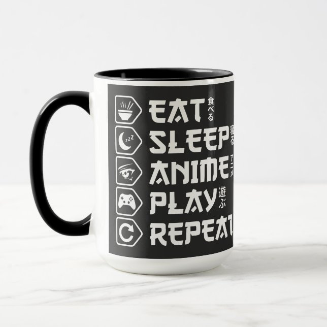 Eat Sleep Anime Play Repeat Otaku Anime Lifestyle Mug (Left)