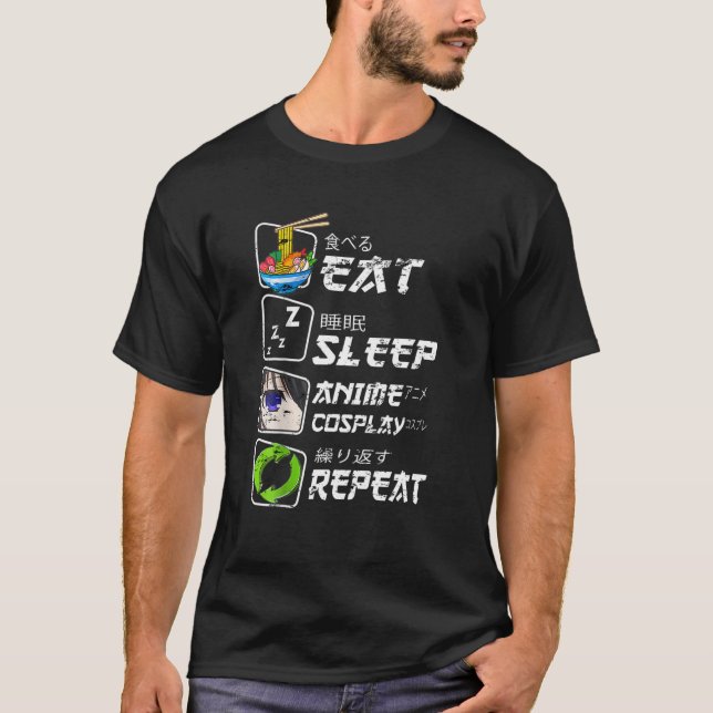 Eat Sleep Anime Repeat, Animegao Kigurumi Anime Gi T-Shirt (Front)