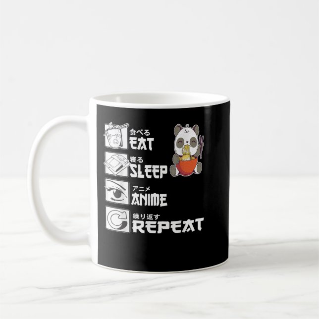 Eat Sleep Anime Repeat Bear Eating Ramen Japanese  Coffee Mug (Left)