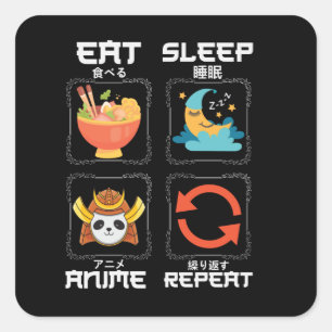 Eat Sleep Anime Repeat Cute for Anime Lover Square Sticker