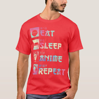 Eat Sleep Anime Repeat Funny Anime Japanese Manga  T-Shirt