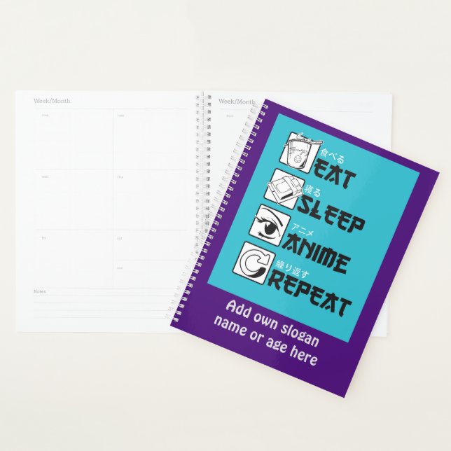 Eat Sleep ANIME Repeat Funny Teen Japanese Geek Planner (Display)