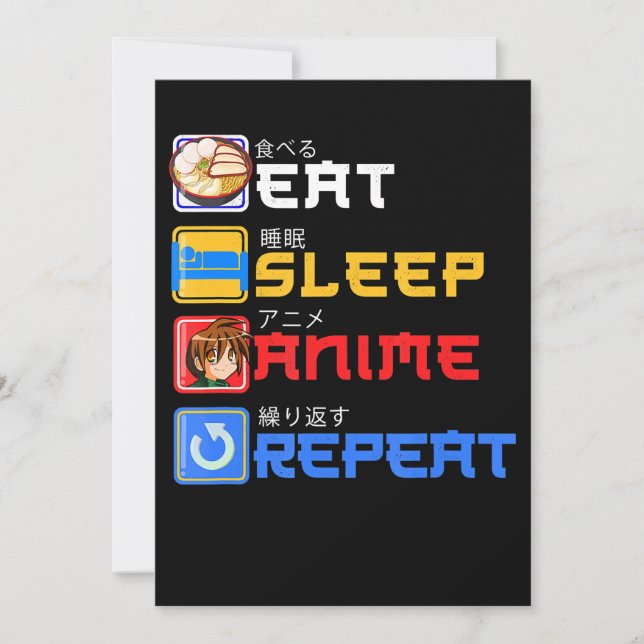 Eat Sleep Anime Repeat Gift Idea Cosplayer Holiday Card (Front)