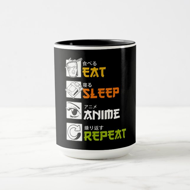 Eat Sleep Anime Repeat Gift Idea Cosplayer Mug (Center)