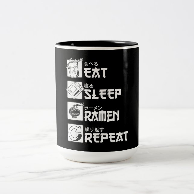 Eat Sleep Anime Repeat Gift Idea Cosplayer Two-Tone Coffee Mug (Center)