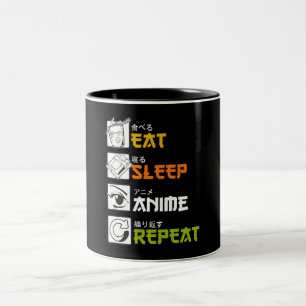 Eat Sleep Anime Repeat Gift Idea Cosplayer Two-Tone Coffee Mug