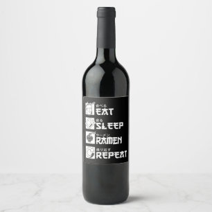 Eat Sleep Anime Repeat Gift Idea Cosplayer Wine Label