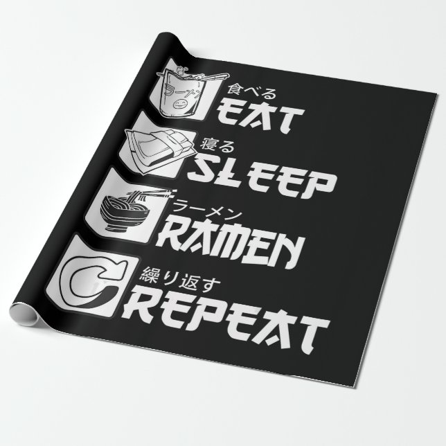 Eat Sleep Anime Repeat Gift Idea Cosplayer Wrapping Paper (Unrolled)