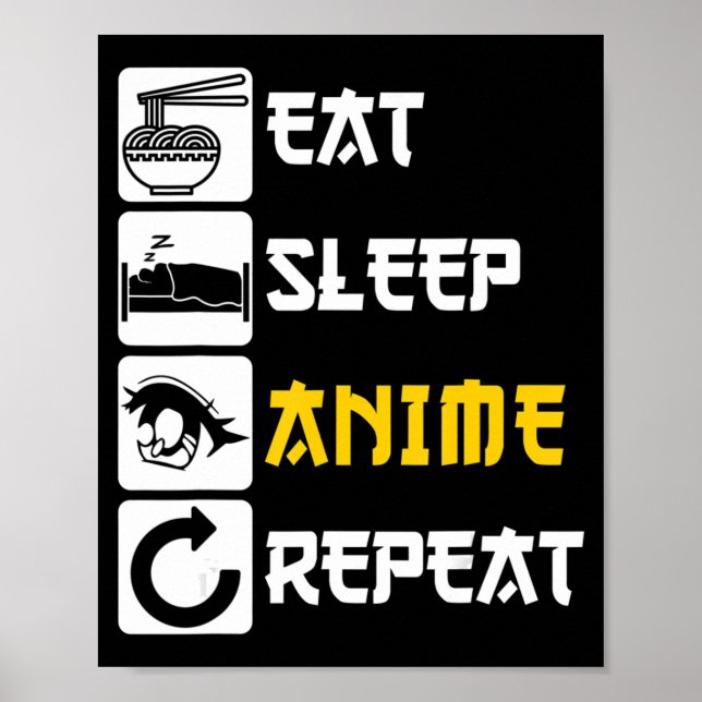 Eat Sleep Anime Repeat  Manga Japan Saying Cosplay Poster (Front)