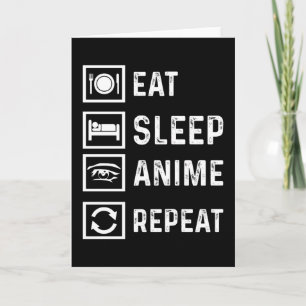 Eat Sleep Anime Repeat Manga Japanese funny Gift Card