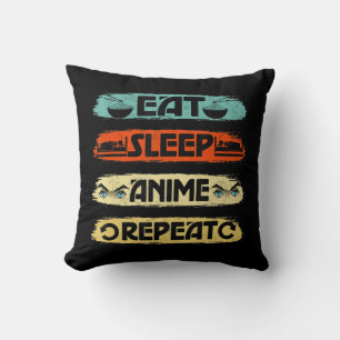 Eat Sleep Anime Repeat Ramen Kawaii Japanese Manga Cushion