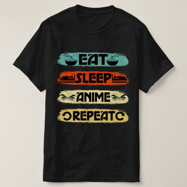 Eat Sleep Anime Repeat Ramen Kawaii Japanese Manga T-Shirt (Design Front)