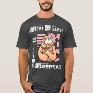 Eat Sleep Anime Repeat Sloth Japan Ramen Japanese T-Shirt