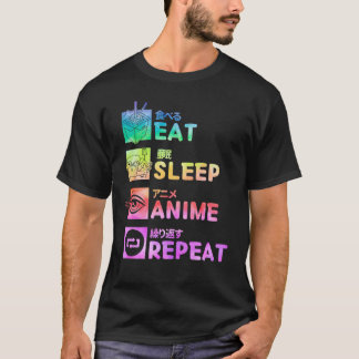 Eat Sleep Anime Repeat Tie Dye Pattern T-Shirt