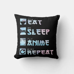 Eat Sleep Anime Repeat – Watercolor style Anime M Cushion