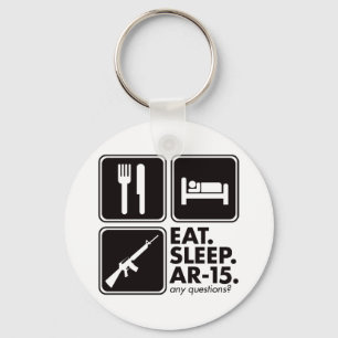 Eat Sleep AR-15 - Black Key Ring