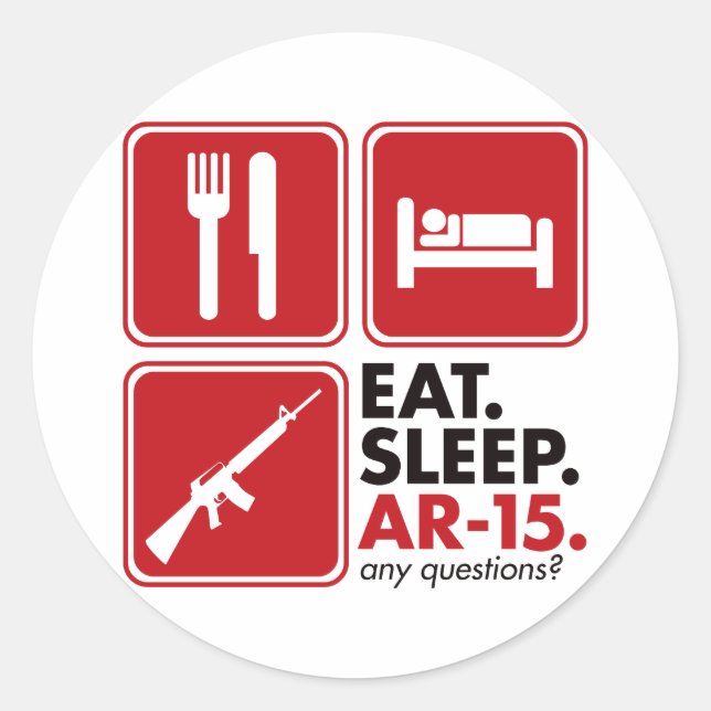 Eat Sleep AR-15 - Red Classic Round Sticker (Front)