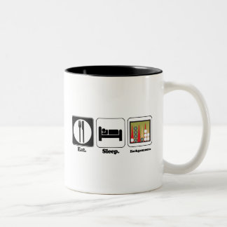 eat sleep backgammon Two-Tone coffee mug