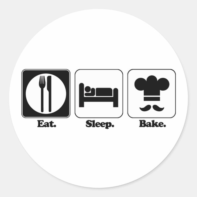 eat sleep bake classic round sticker (Front)