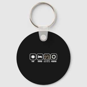 Eat, Sleep, Bake, Repeat - Funny Baker, Cook, Chef Key Ring