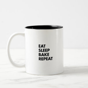 eat sleep bake repeat Two-Tone coffee mug