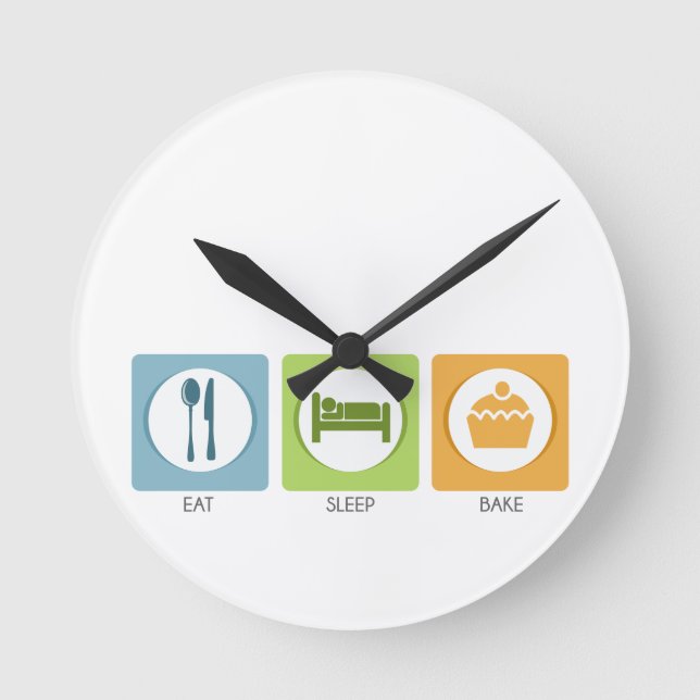 Eat Sleep Bake! Round Clock (Front)