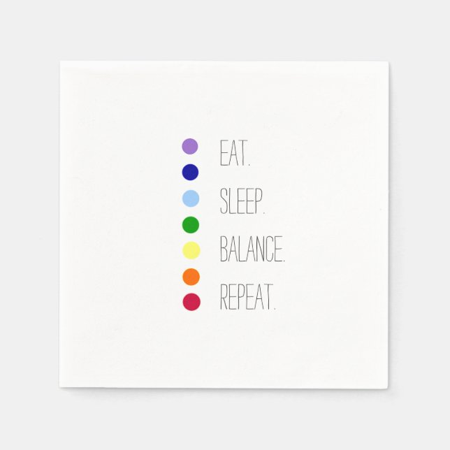 Eat Sleep Balance Simple Chakra Design  Napkin (Front)