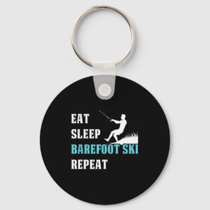 Eat sleep barefoot ski repeat skier hobby saying  key ring