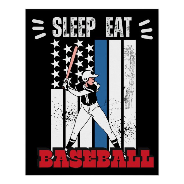 Eat Sleep Baseball Baseball Player Funny Baseball Poster (Front)