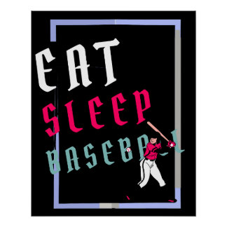 Eat Sleep Baseball Baseball Player Funny Baseball Poster