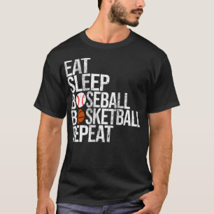 Eat Sleep Baseball Basketball Repeat Funny Ball T-Shirt