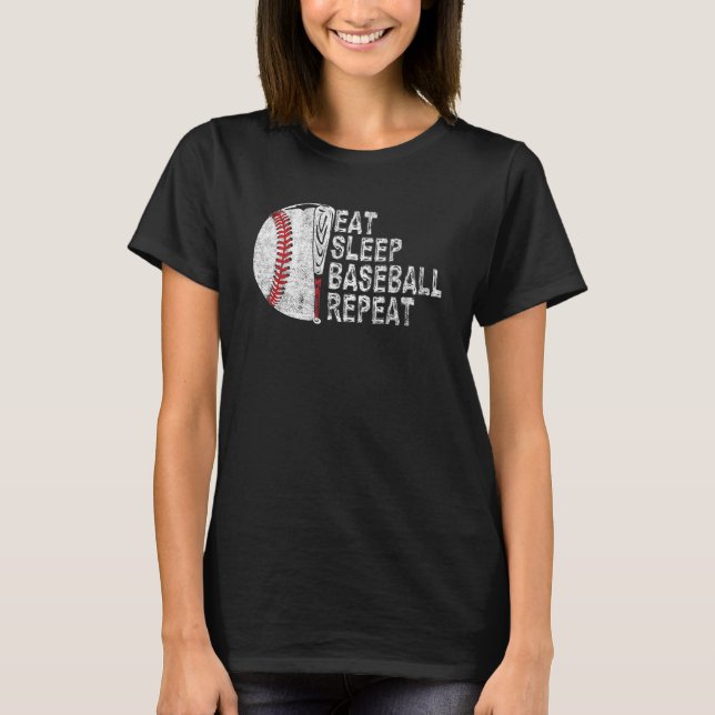 Eat Sleep Baseball Repeat Baseball Player  Basebal T-Shirt (Front)
