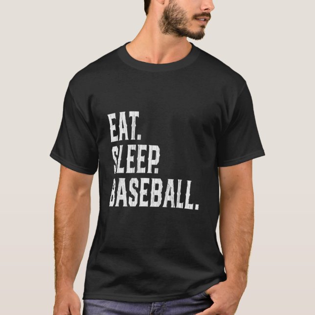 Eat Sleep Baseball Repeat Baseball Player Funny Ba T-Shirt (Front)