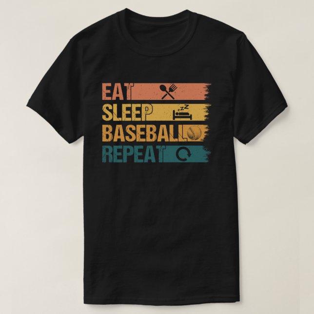 Eat Sleep Baseball Repeat Baseball Player Funny T-Shirt (Design Front)